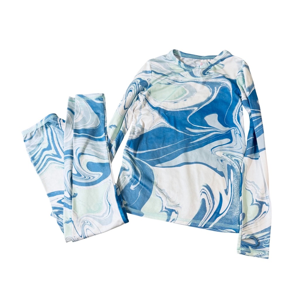 Cuddl Duds Comfortech Stretch Long Sleeve Crew & Pant‎ Set Layering Small Kids